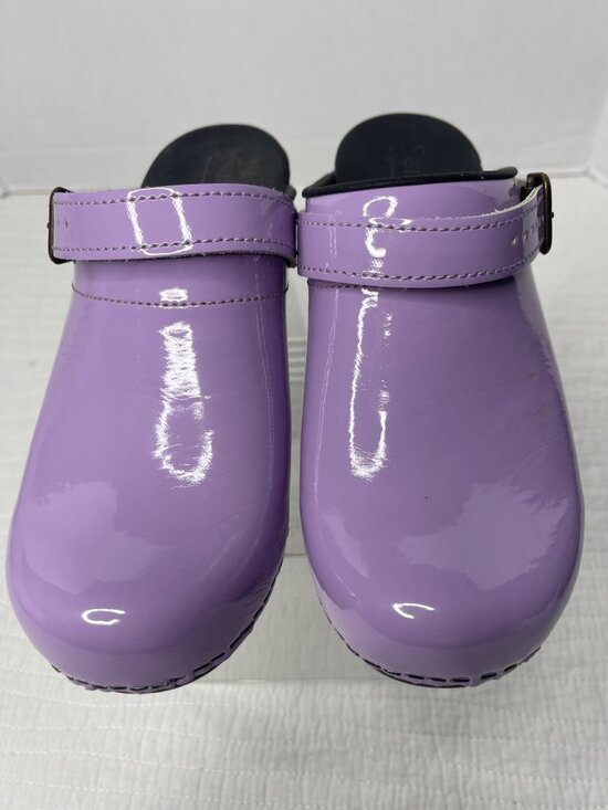 Sanita Shoes - Sanita Freya Womens Lilac Patent Leather Clogs EU 38/US 7 Comfort Shoes